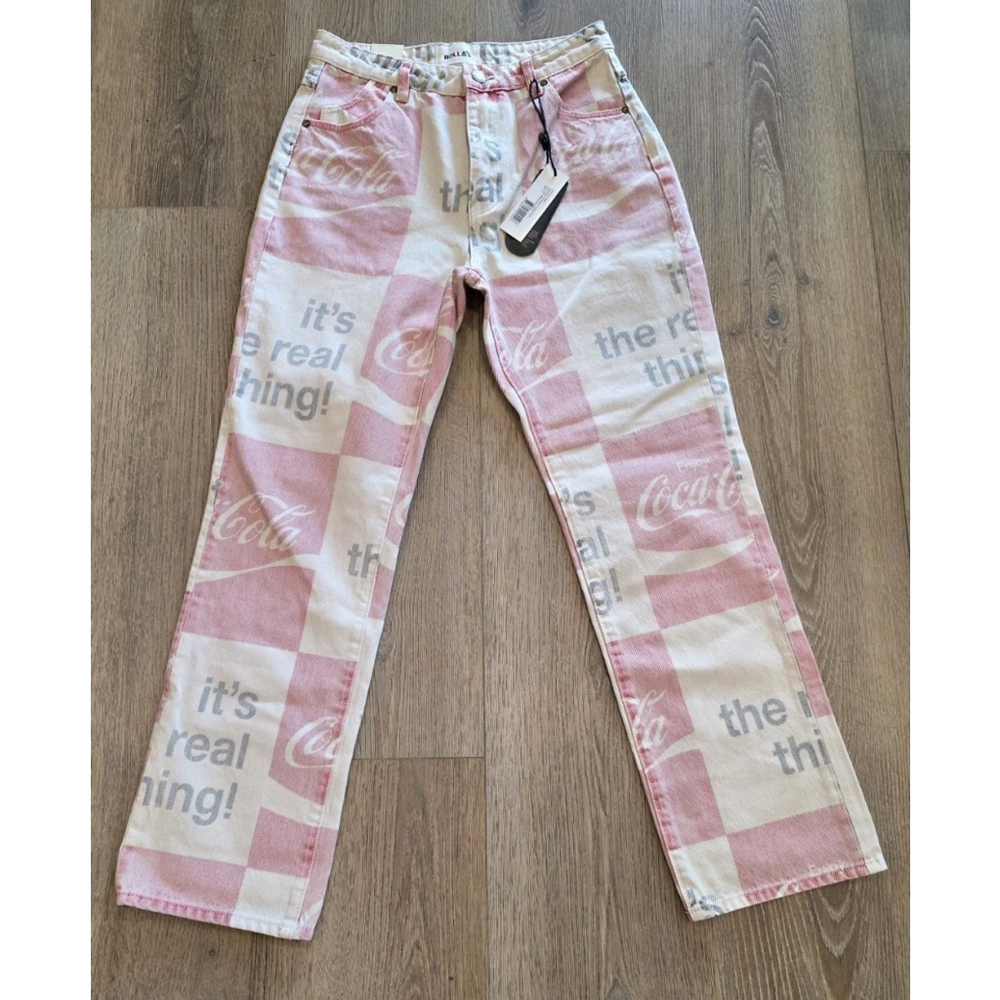 Rollas Coca Cola Jeans High Rise Straight Size 27x29 Collab Limited NWT $160 - Picture 6 of 12
